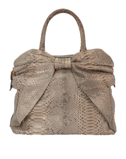 Bow-Detail Tote, Python, Beige/Grey, MII, 1*
